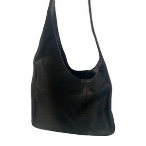 Vintage Prada Black Leather Pony Hair Shoulder Bag